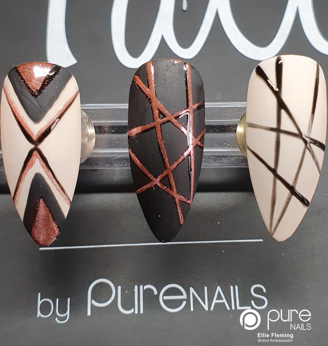 NBTbyEllie's tweet photo. #geometricnails using @PureNailsUK #halogelpolish for today's challenge! https://t.co/Jg3EpQkuY0