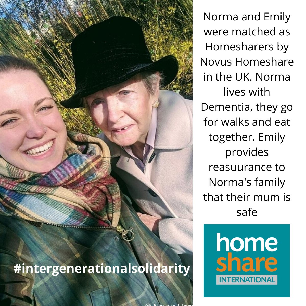 We are sharing some pictures and stories of our Homeshare matches to show how #Homeshare is supporting #intergenerationalsolidarity today