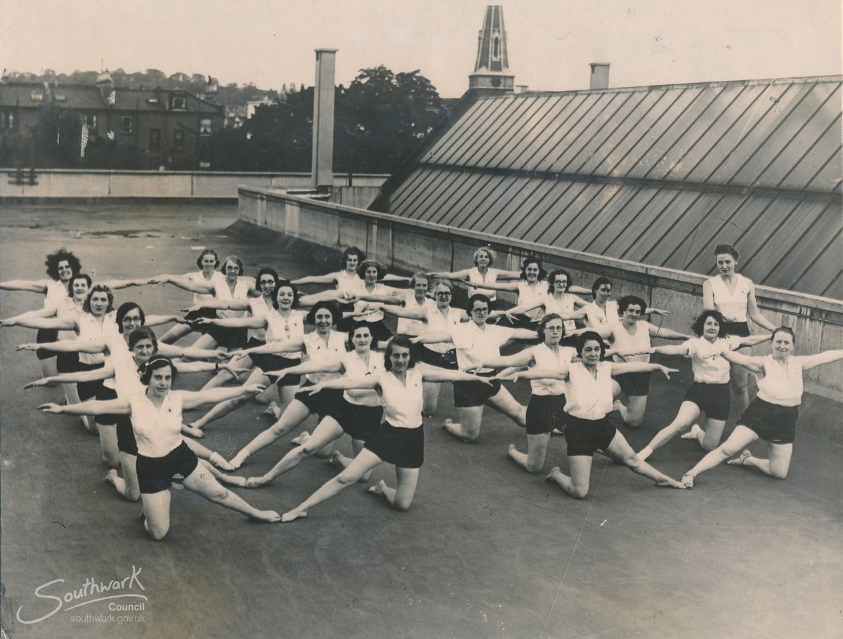 Join us for some #ArchivesExercise
These photos of the Peckham Health Centre are inspiring us to get fit 1940s style. 
We’ll share a new move with you each day
Today: the Flying Teapot
View them in all their glory here bit.ly/3bH2uwS 
#MuseumFromHome
#StayInWorkOut