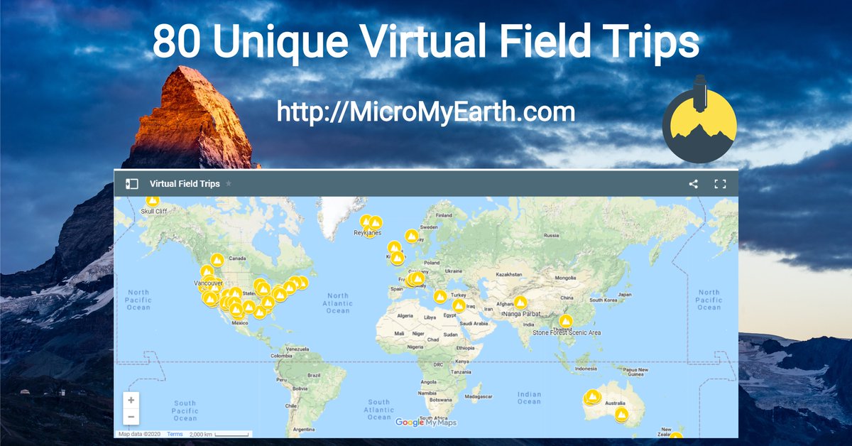 Have you ever been on a virtual geology field trip? Introducing our newest feature; search 𝗩𝗶𝗿𝘁𝘂𝗮𝗹 𝗚𝗲𝗼𝗹𝗼𝗴𝘆 𝗙𝗶𝗲𝗹𝗱 𝗧𝗿𝗶𝗽𝘀 by map!! micromyearth.com/virtual-field-… Easily explore the geology of the world by clicking on each location! #virtualgeology #geology