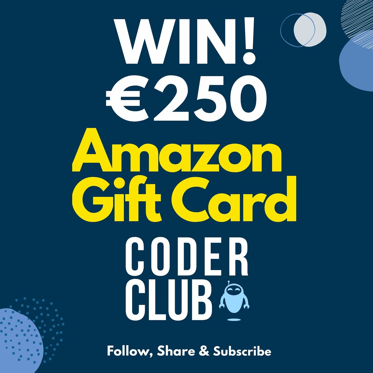 CoderClub101's tweet photo. To say thanks for all your support, we've decided to do a #amazon giveaway!! Visit our #facebook and #Instagram pages to enter our awesome #giveaway and good luck 🍀🍀 Retweet if you've entered!! 🤩🌟 https://t.co/uYVoCxMKVu