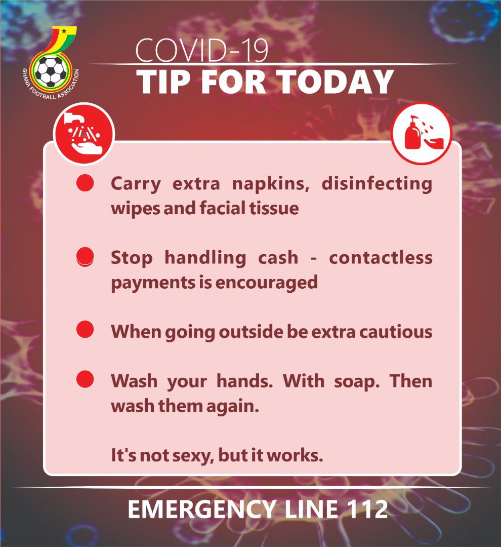 ghanafaofficial's tweet photo. #COVID19 Tips for the day
#BringBackTheLove
#HopeAndPerseverance
#StayHomeStayHealthy
#LetsWinThisTogether
#StayAtHomeAndStaySafe https://t.co/HKyx9gmJYi