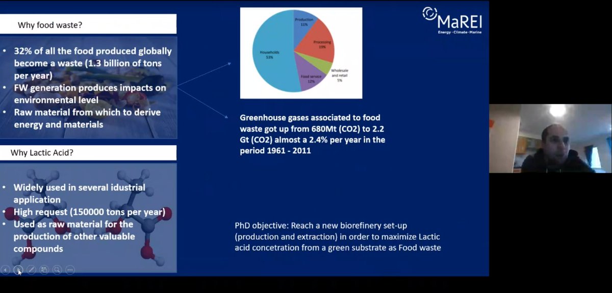 MaREIcentre's tweet photo. Simone Pau from our @nuigalway group is presenting now on 'Value addition to food waste by lactic acid fermentation'

You can join the #MaREIBiofuels Symposium using the link below and you can also ask our researchers questions 

https://t.co/ZxRqU0t3lX https://t.co/U14qKT3Yp5