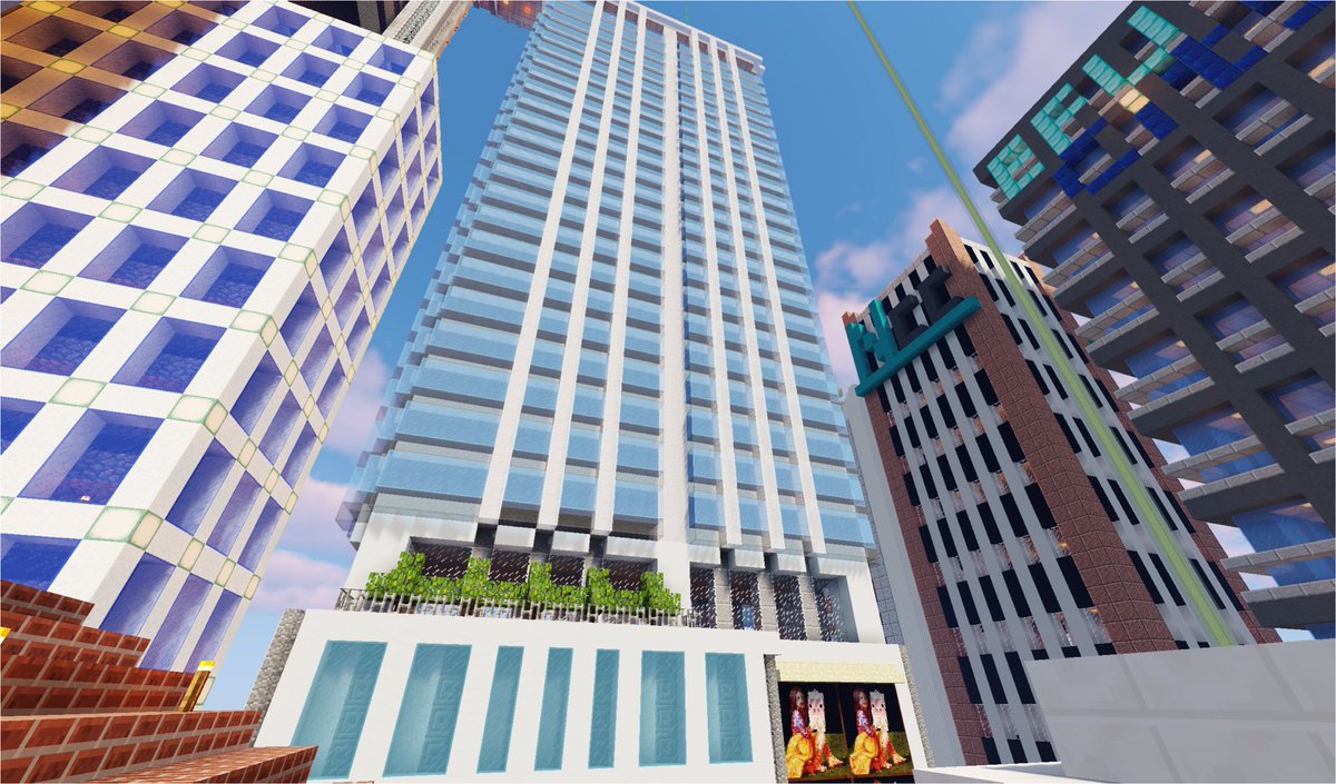 Kagamimochi Minecraft 江府市に本格的な高層ビルが誕生しました マイクラ Minecraft Minecraft建築コミュ バニラ建築学部