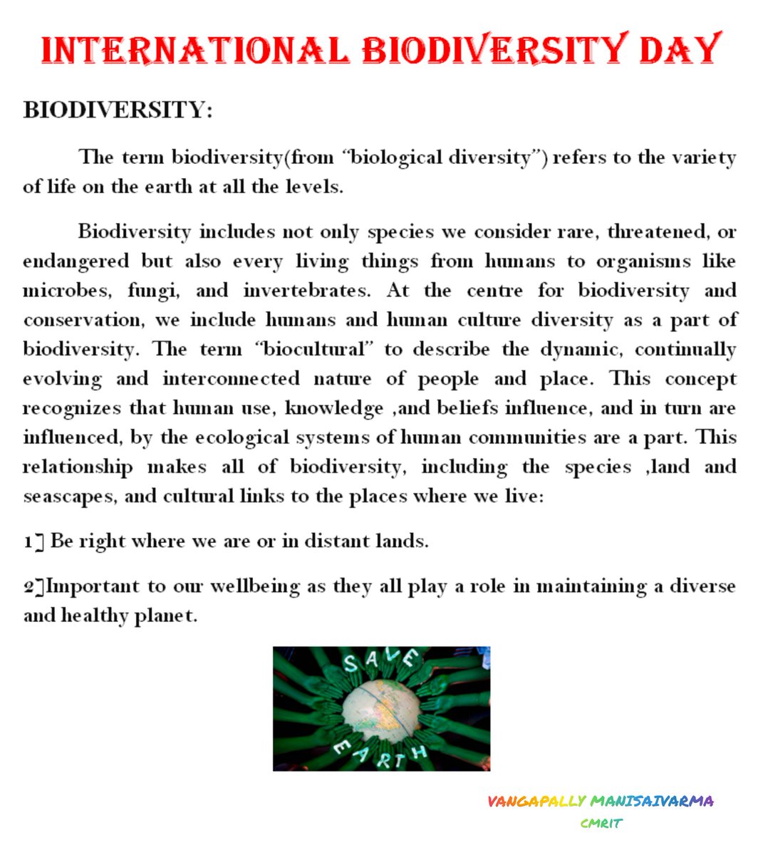 VANGAPALLYMANI1's tweet photo. INTERNATIONAL BIODIVERSITY DAY🌏🌏
#IBDC2020 #TSBDB #LSF #EarthDay https://t.co/aXKSaegN1v