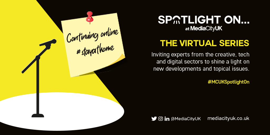 MediaCityUK's tweet image. Head over to our Facebook Page and join us at 5pm today for @MediaCityUK's (virtual) SPOTLIGHT ON.... Russell T Davies: Writing for the Future.
It will be an enlightening, funny and inspiring 40 minutes
In partnership with @REDProductionCo, @RTSNW &amp;amp; @SalfordUni 

#MCUKSpotlightOn