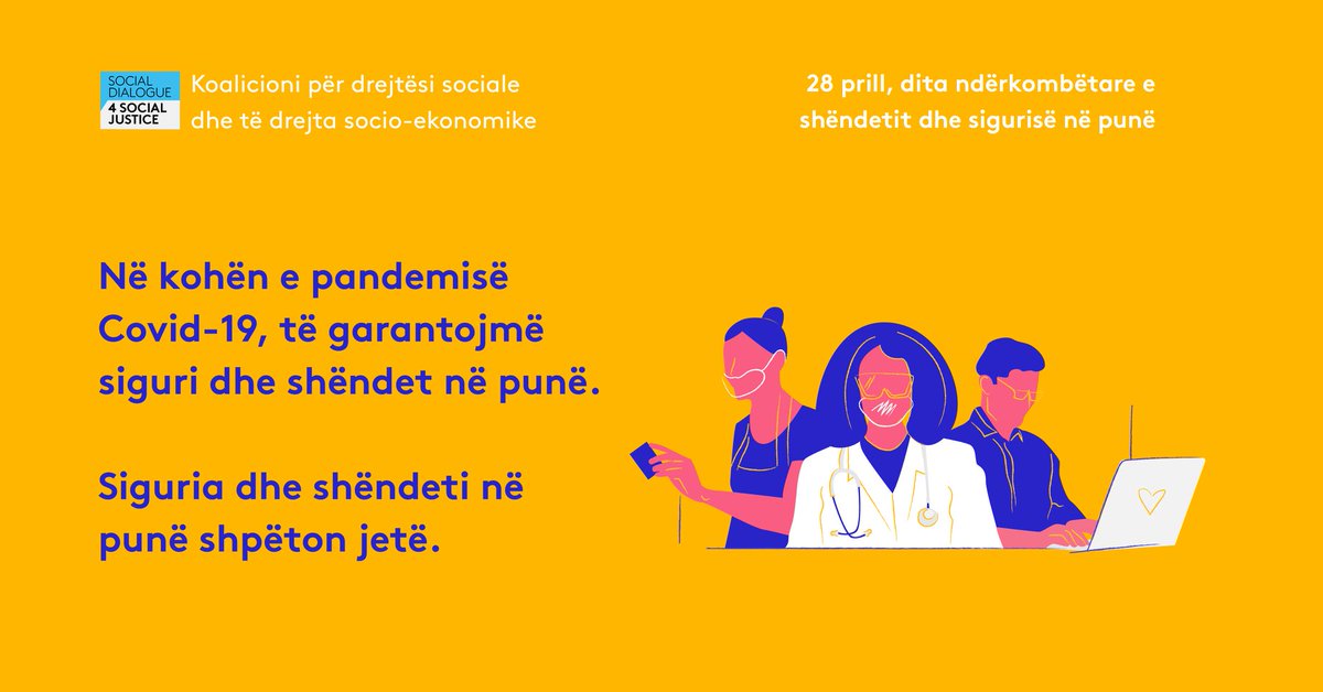 PEN_GENDERHUB's tweet photo. Duke marrë parasysh gjendjen e rrezikshme të secilit prej nesh si pasoje e #COVID19 , të ndjekim këshillat e Organizatës Ndërkombëtare të Punës (ILO) për adaptimin e masave për vende të sigurta dhe të shëndosha të punës. #WorldDayForSafetyAndHealthAtWork https://t.co/STkKPJzzdM