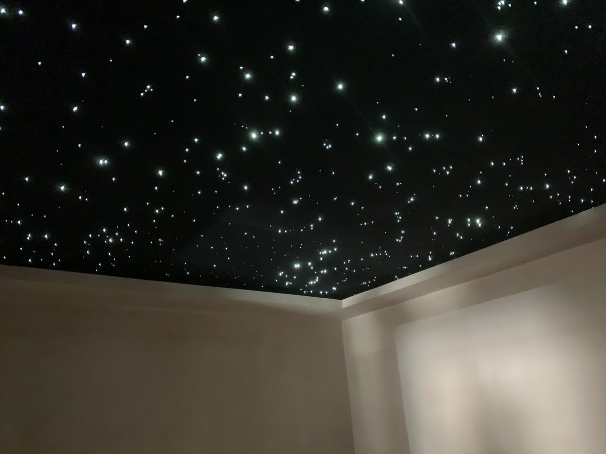 Starlight fibre optic ceiling just been installed into Dolby Atmos Marantz powered Sony #homecinema on our latest project here's some initial pics better ones to come as we progress #dolby #atmos #cinema #interiordesign #imax #control4 #lightingdesign #Lighting #lightingcontrol