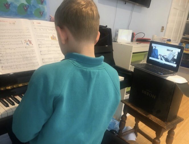 Virtual music lesson for a Year 2 pupil yesterday, we would love to hear you playing next time, send us a video if you can! #MusicLessons