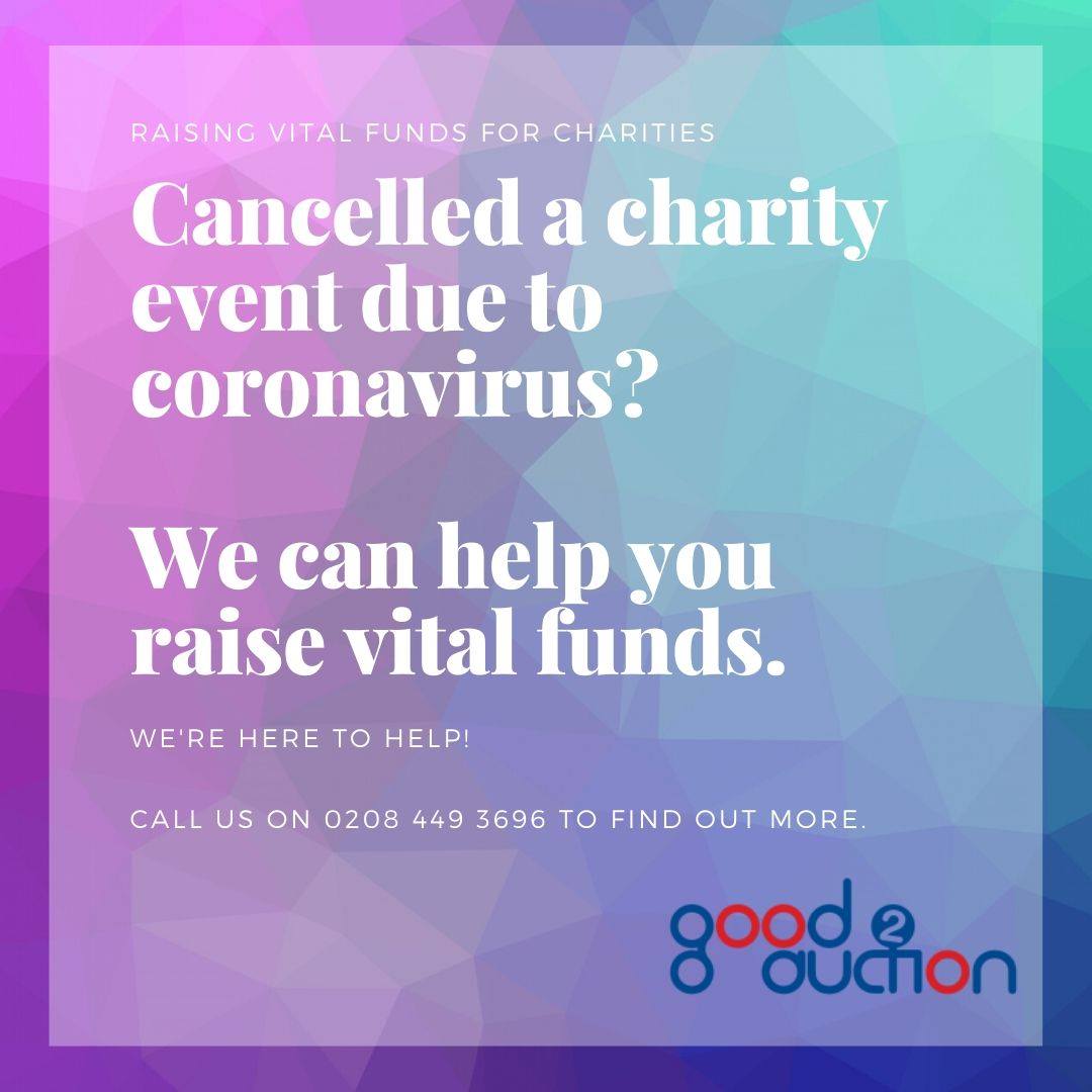 good2auction's tweet photo. Cancelling a charity event isn't an easy decision to make. But, we can still help with your fundraising efforts.

Call us to find out about our online auction service, so you can continue raising vital funds for your charity: 0208 449 3696

#auction #fundraising #foragoodcause https://t.co/F13sJ8NL09