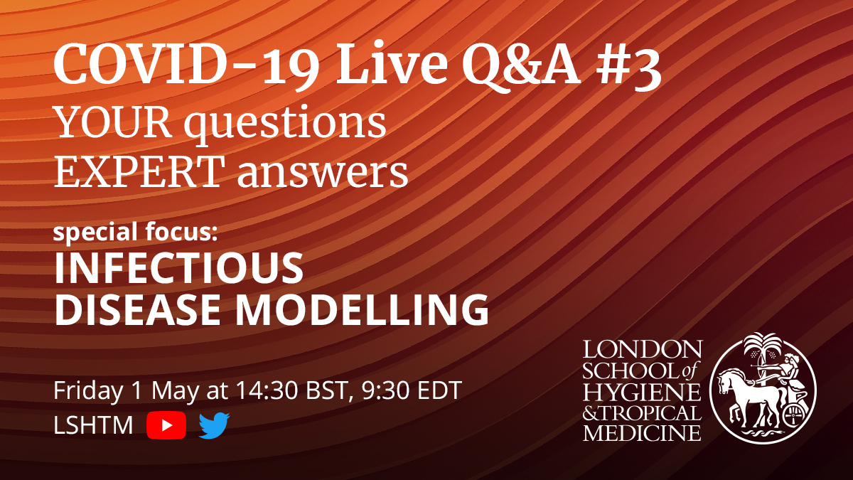 DarwinHealthCom's tweet photo. Before #COVID19, mathematical modelling of infectious diseases probably wasn’t on your radar. Now it determines when we can visit relatives or pop down to the shops. 

This Friday, ask the modelling experts your questions – LIVE on Twitter @LSHTM and YouTube – 14.30 BST/9.30 EDT https://t.co/KKF25Yr3fh