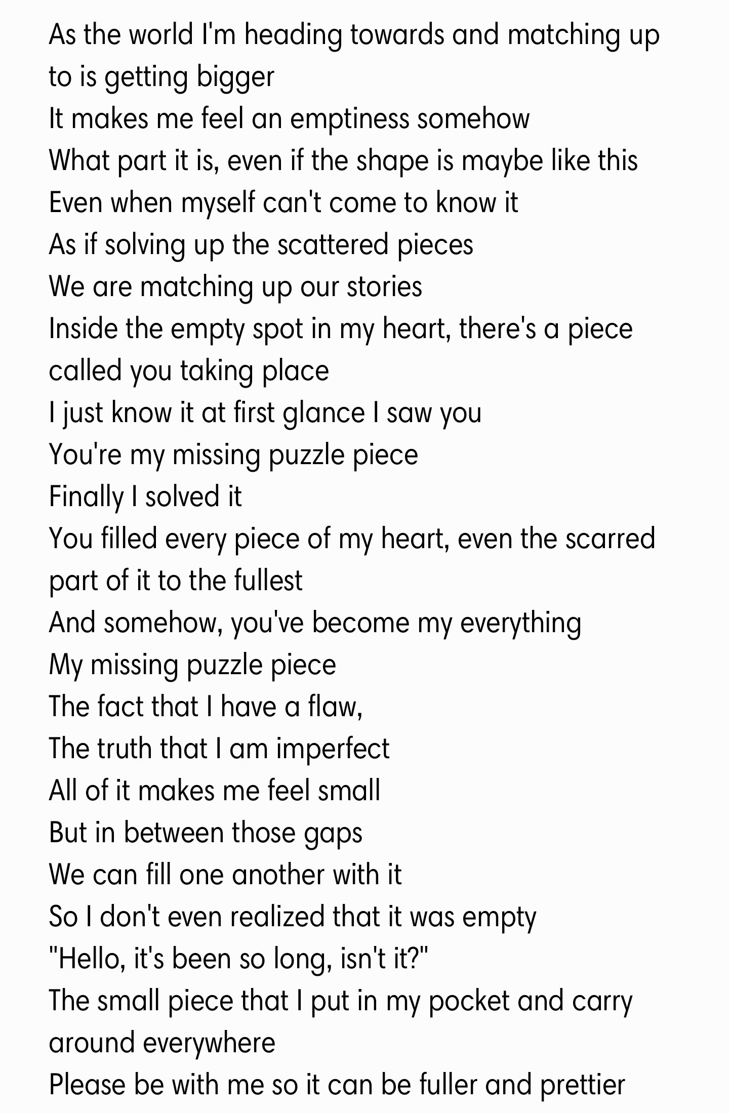 Dyva🌸 on X: 'Puzzle Piece' lyrics translation