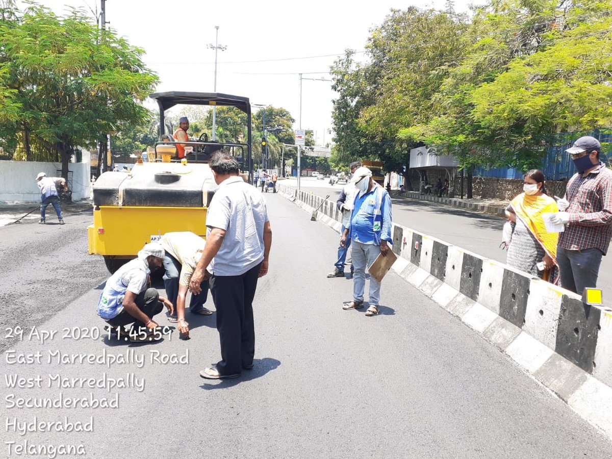Sir Good afternoon Taking advantage of lockdown Work of Laying BT road from Eshwari bai statue to Shenoy nursing home in progress at Secundrabad
