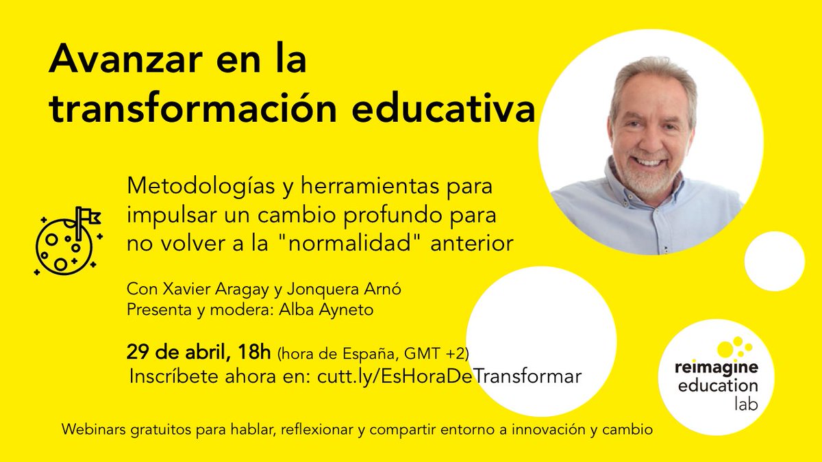 💻Esta tarde a las 18h (hora de España) en el webinar gratuito #EsHoraDeTransformar hablaremos de herramientas y metodologías prácticas para avanzar en la transformación educativa con <a href="/MarianaUY/">Mariana Martínez C.</a> y <a href="/jonquerarno/">Jonquera Arnó🎗</a>. Conéctate en directo clicando aquí cutt.ly/EsHoraDeTransf… #educacion