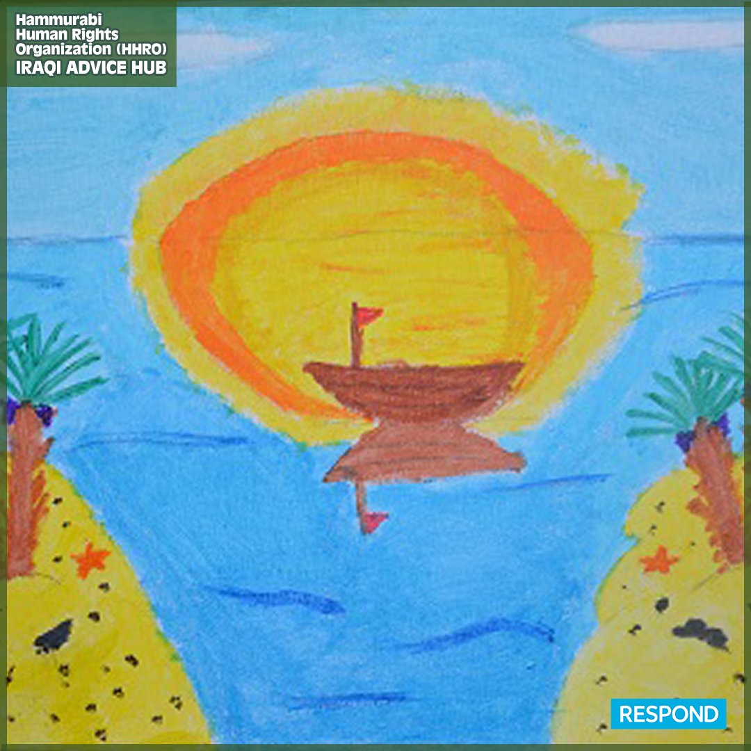 RESPOND_H2020's tweet photo. Some of the paintings from the last exhibition of refugees and IDPs children at Hammurbi Human Rights Organization (HHRO) @hammurabi_hhro Advice Hub in Erbil @RespondMigration #respondmigration #respondproject #h2020 #respondhorizon2020 #migrationgovernance #hhro https://t.co/Pd1ft9fmRm