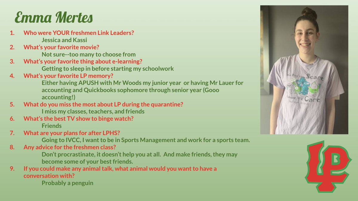 LPHS_Link_Crew's tweet image. Today's Senior #LinkLeader thank you goes out to Emma!  Thank you for all you have done for the Class of 2023!