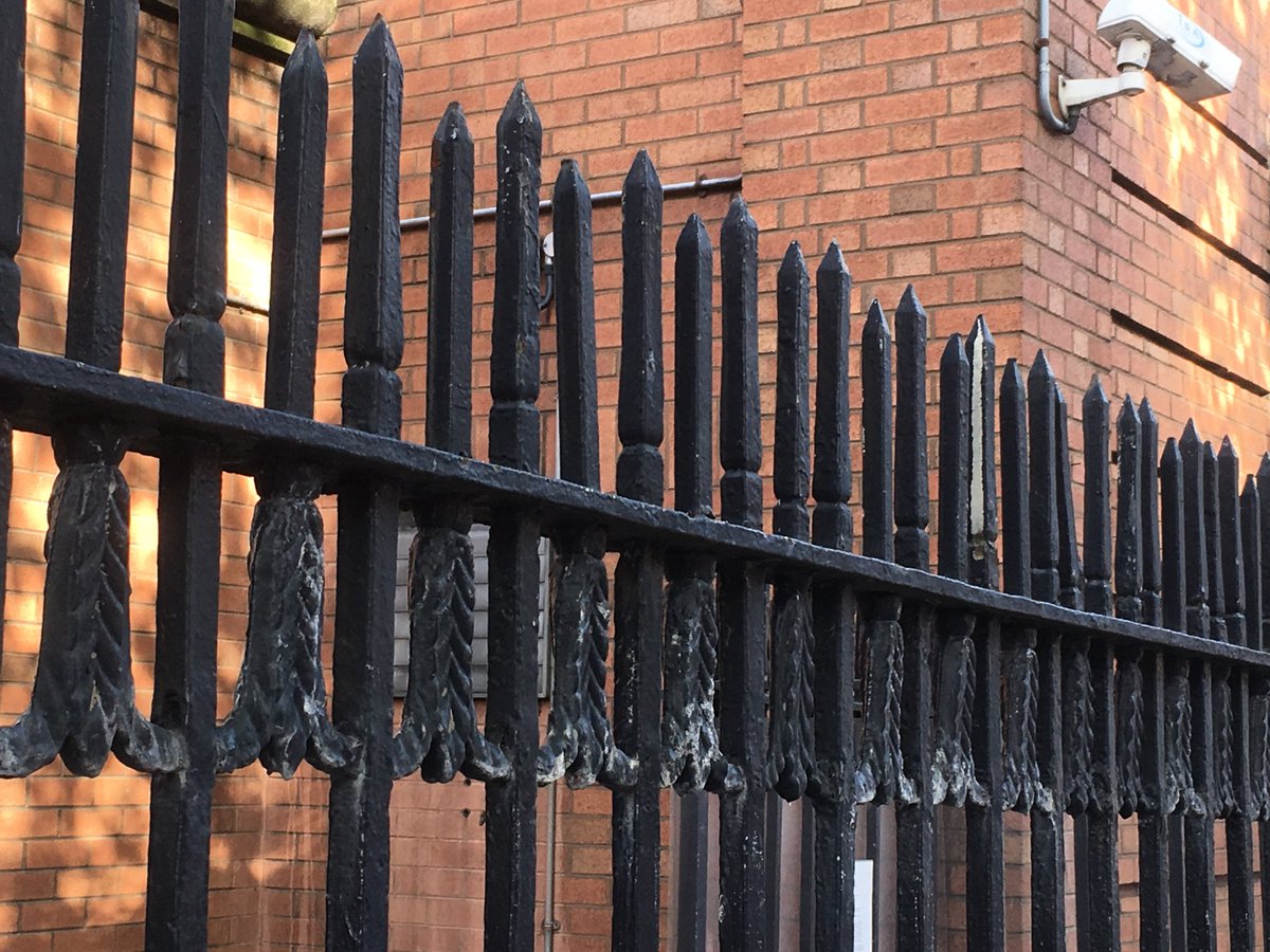 Wheat sheaf enriched railings, Palace Row and Granby Row, Parnell Square. The former are excellent mid-20th century reproductions, the latter are the real deal: erected in 1784 around the former Pleasure Gardens of the Rotunda. These are amongst the finest railings in Dublin.