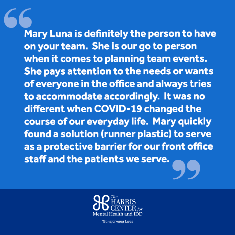 TheHarrisCTR's tweet photo. Our Harris Center team is filled with amazing, dedicated and talented individuals. During this difficult time, they continue to help transform the lives of individuals with behavioral health and IDD needs. In today’s #TeamHighFive, we recognize Mary Luna!
https://t.co/BjA6F3j9fj https://t.co/1bQ5IJ7wXd