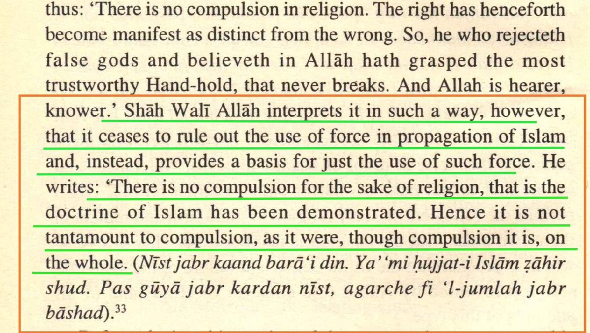 Late Smt Sushma ji in OIC summit quoted a Quran 2.256 (SS1)many scholars say it is abrogatedSHAH WALI ALLAH has explained it differently SS1 (English) and SS2 (हिंदी) "Use of Force after the proclamation of Islam(force for implementing Islam) is not a force."