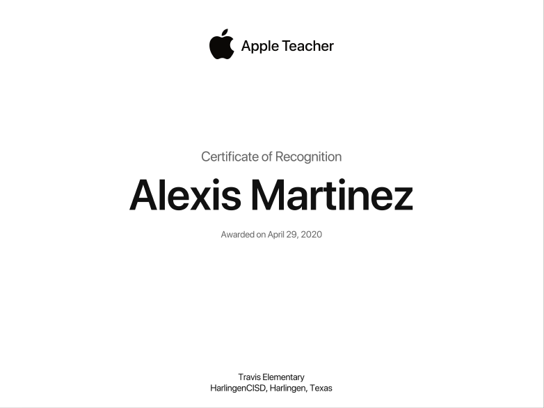 Apple Teacher certified 🍎🥳 #TravisRocks @hcisdprincipal <a href="/MPena220/">Mindy Pena</a> <a href="/HcisdE/">HCISDTravisElementary</a>