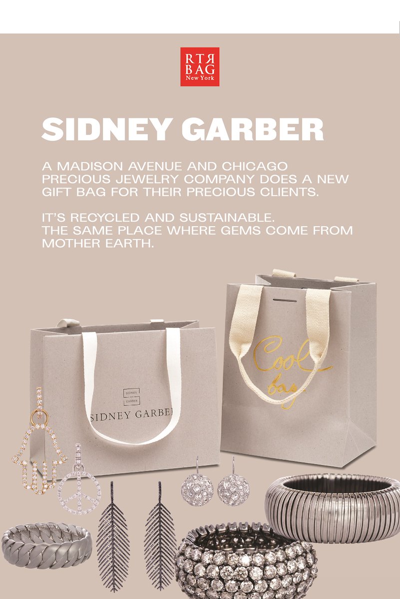 RTRbag's tweet photo. A Madison Avenue and Chicago precious jewelry company does a new gift bag for their precious clients.
It’s recycled and sustainable.
The same place where gems come from - Mother Earth!

#recycled #sustainable #Motherearth #gems #sidneygarber #chicago #recycledbags #environmental https://t.co/CLMijC5EO6