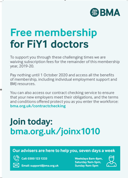 #FiY1 Free @TheBMA membership until 1st October. Thank you to everyone that is starting work early to help support the NHS 😀