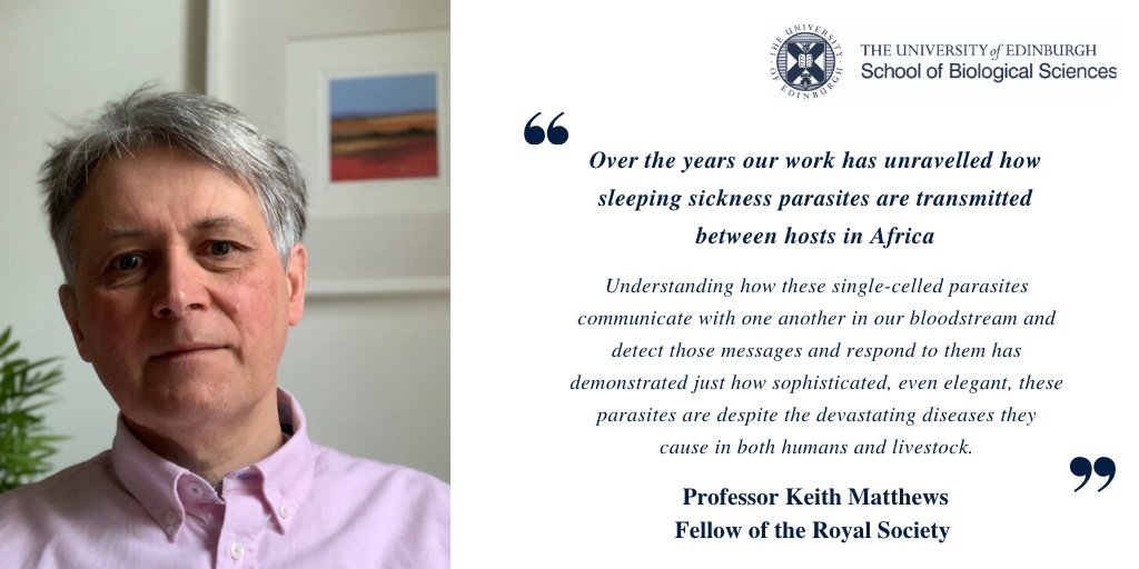 Congratulations @KeithRMatthews!⭐

One of the newly elected #RSFellows announced by @royalsociety

His studies on the lifecycle of #trypanosome parasites have advanced understanding of disease severity & spread in Africa 

#sleepingsickness

edin.ac/2KNe79y