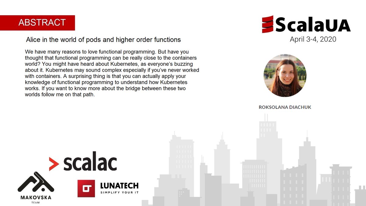 In about 1 hour, we are having a premiere on Youtube of the talk by Roksolana Diachuk - Alice in the world of pods and higher order functions
youtube.com/watch?v=90eLeX…
Please join us and share it.