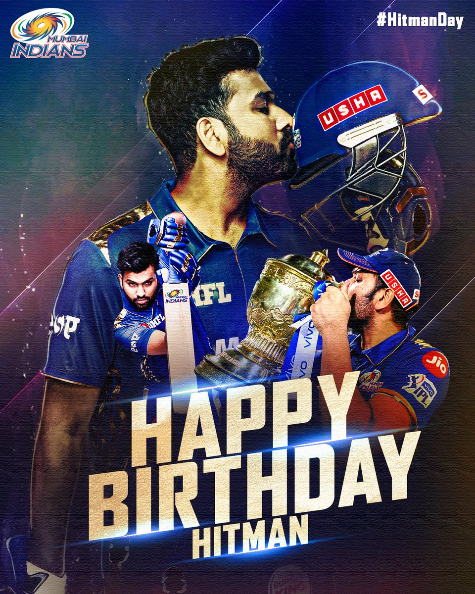 Mumbai Indians on Twitter: "As the clock strikes 1️⃣2️⃣, we wish our  Captain - our Leader more boundaries, more sixes, more runs, more records  and many more trophies🏆💙 Paltan, send out your