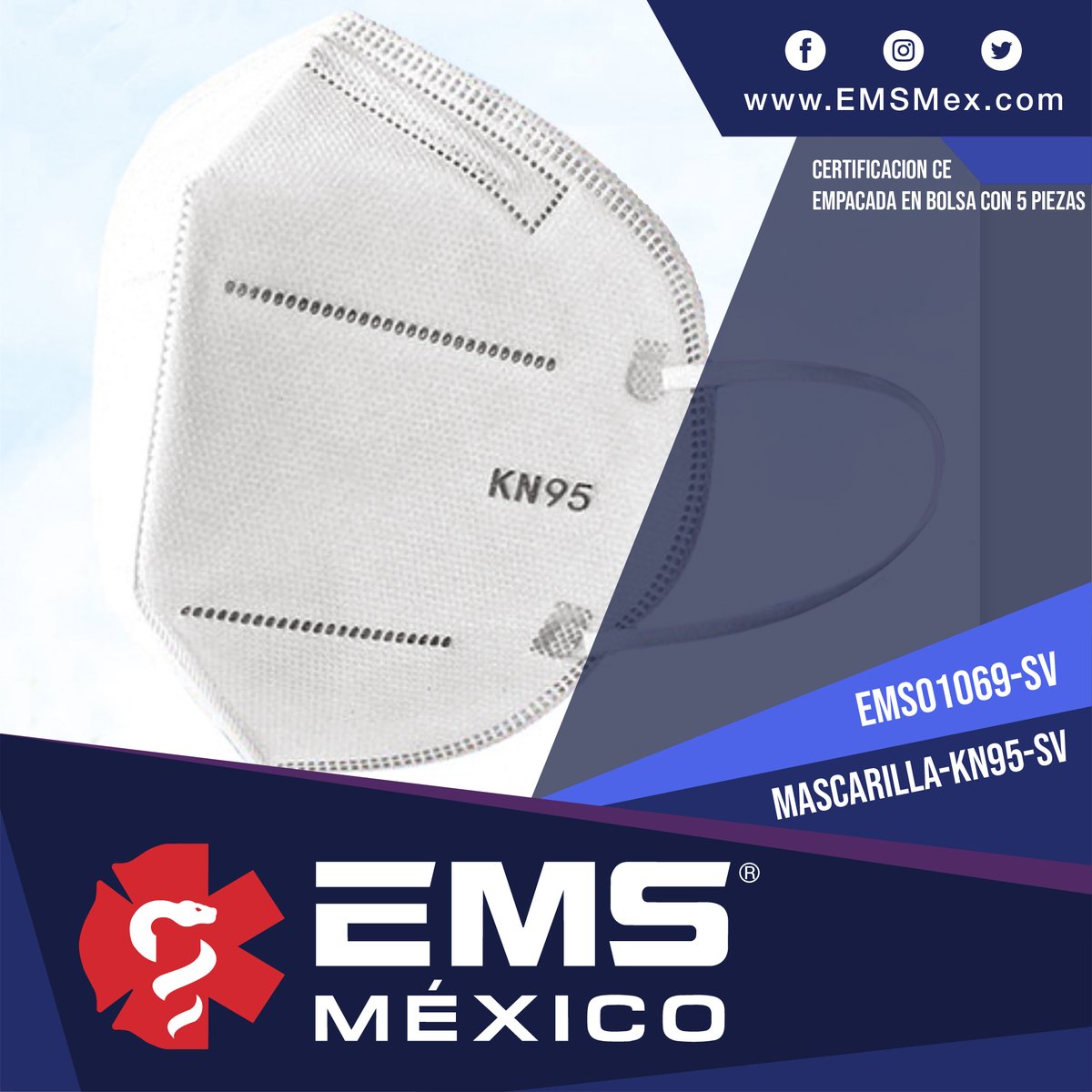 Protección Máxima #MascarillaKN95SV disponible en EMS Mexico
¡Porque los profesionales tomamos en serio nuestra seguridad!

Contáctanos:
ventas@EMSMex.com
0181 83403859
EMSMex.com

#EMSMexico #EquipandoALosProfesionales  #EPP #Emergencias #Paramedicos #TUM #Bomberos