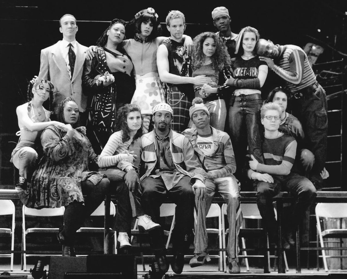 albinokid's tweet image. 24 years ago today, Rent opened on Broadway. This photo of the original cast was taken for Poz magazine, a publication serving the HIV-positive community. Now, in the midst of another plague, Rent’s central message of No Day But Today resonates as powerfully as ever. Stay safe.