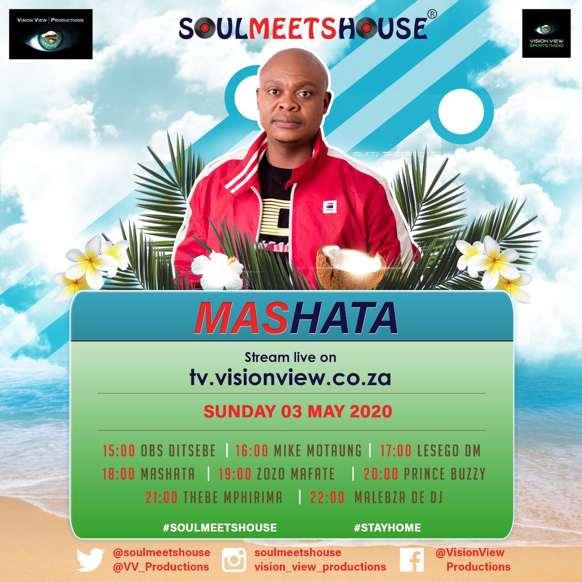 SoulMeetsHouse's tweet photo. Sunday 03 May.
Stream LIVE on https://t.co/dQVE82Cx4f
@Mashata_ @Malebza_de_Dj @moloilsg @Daniel_Phaks
@VV_Productions @VisionView_SR
Asking for donations for food & health care
#soulmeetshouse #day32oflockdown #StayAtHomeSA #Day34OfLockDown #ExtendTheLockdown #lockdown https://t.co/lx6ROBxzu7