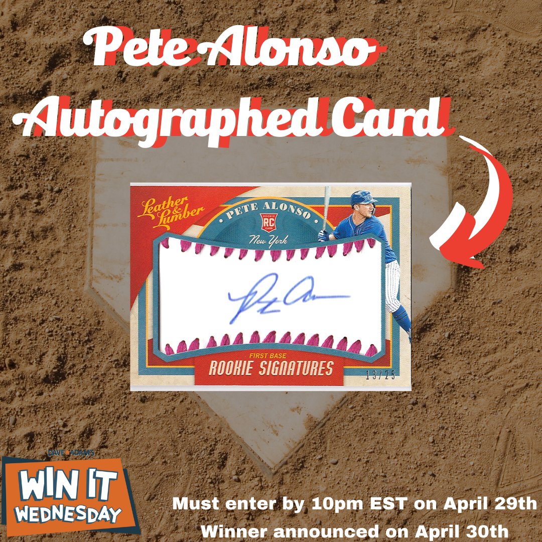 dacardworld's tweet image. Mets player @Pete_Alonso20 has said before that his idol is Mike Piazza, so tell us yours for a chance to win! Follow the rules below to enter. 
Rules: -like this post -tell us your baseball idol -share for extra entry 
*must enter by 10pm EST on 4/29. Winner announced 4/30*