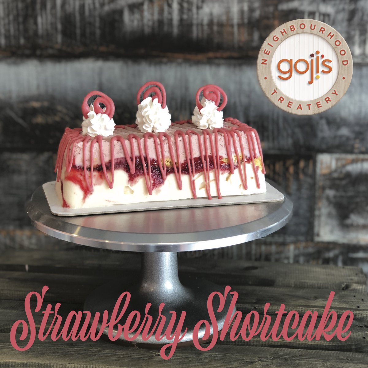 NEW 🍓 Strawberry Shortcake! goji’s reinvents this classic summertime dessert with layers of strawberry cheesecake ice cream, strawberry puree, golden sponge cake, and vanilla yogurt. Available for pickup/delivery starting this Friday in #Moncton #NB 
#shoplocal #buylocal