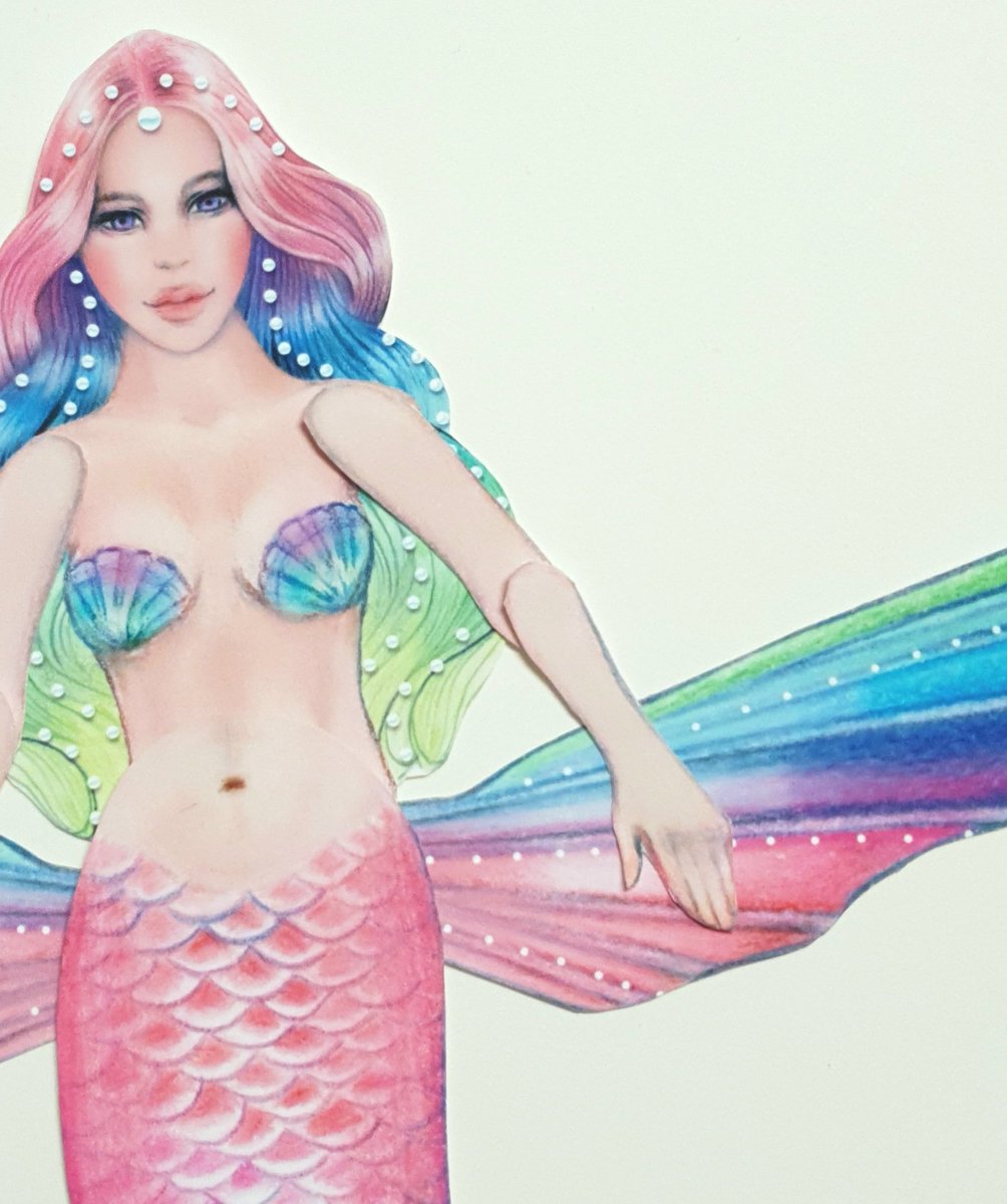 Sneak peek new rainbow mermaid paper doll #mermaidart #mermaiddoll #paperdoll