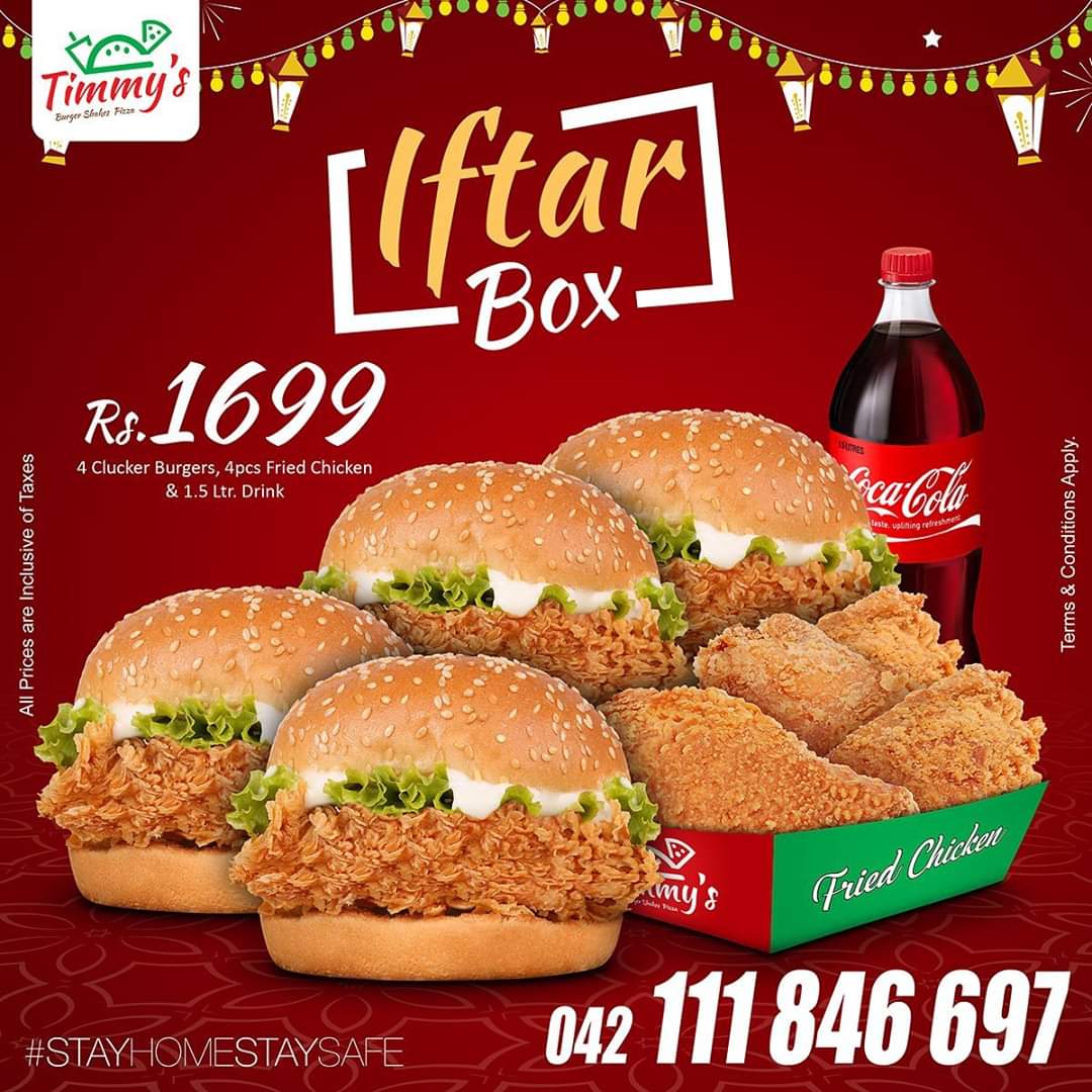 Timmys_pak's tweet photo. Giving a taste of happiness in a box this Ramadan with Timmy’s Iftar Box!! .
.
.
Call your food 042-111-846697
.
.
#TIMMYS #LAHORE #bahriatown #bahriaorchard #emporiummall #johartown #valenciatown #karachi #timmysmirpur #timmysjailroad #timmys4ever #covid19 #ramadan2020 https://t.co/XGPc9aQdnB