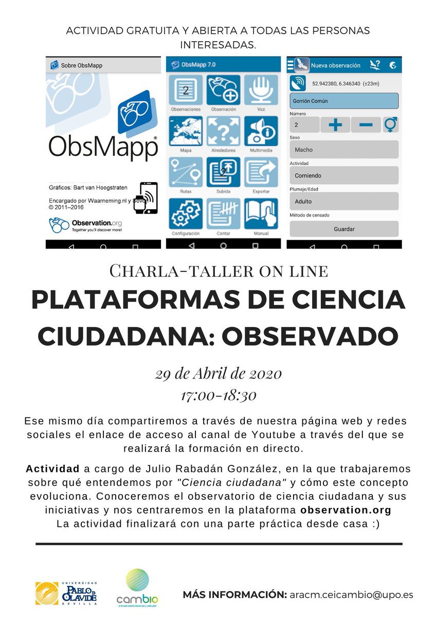 EventoCiencia's tweet photo. Esta tarde tenemos la #Charla #Taller #Online sobre #ornitologia "Plataformas de ciencia ciudadana: observando", organizada por @CEI_CamBIO

⌚️ a las 17:00

#EventoCiencia #ComunicaCiencia

https://t.co/WAYhY4JExE https://t.co/VVpW3n3YgS