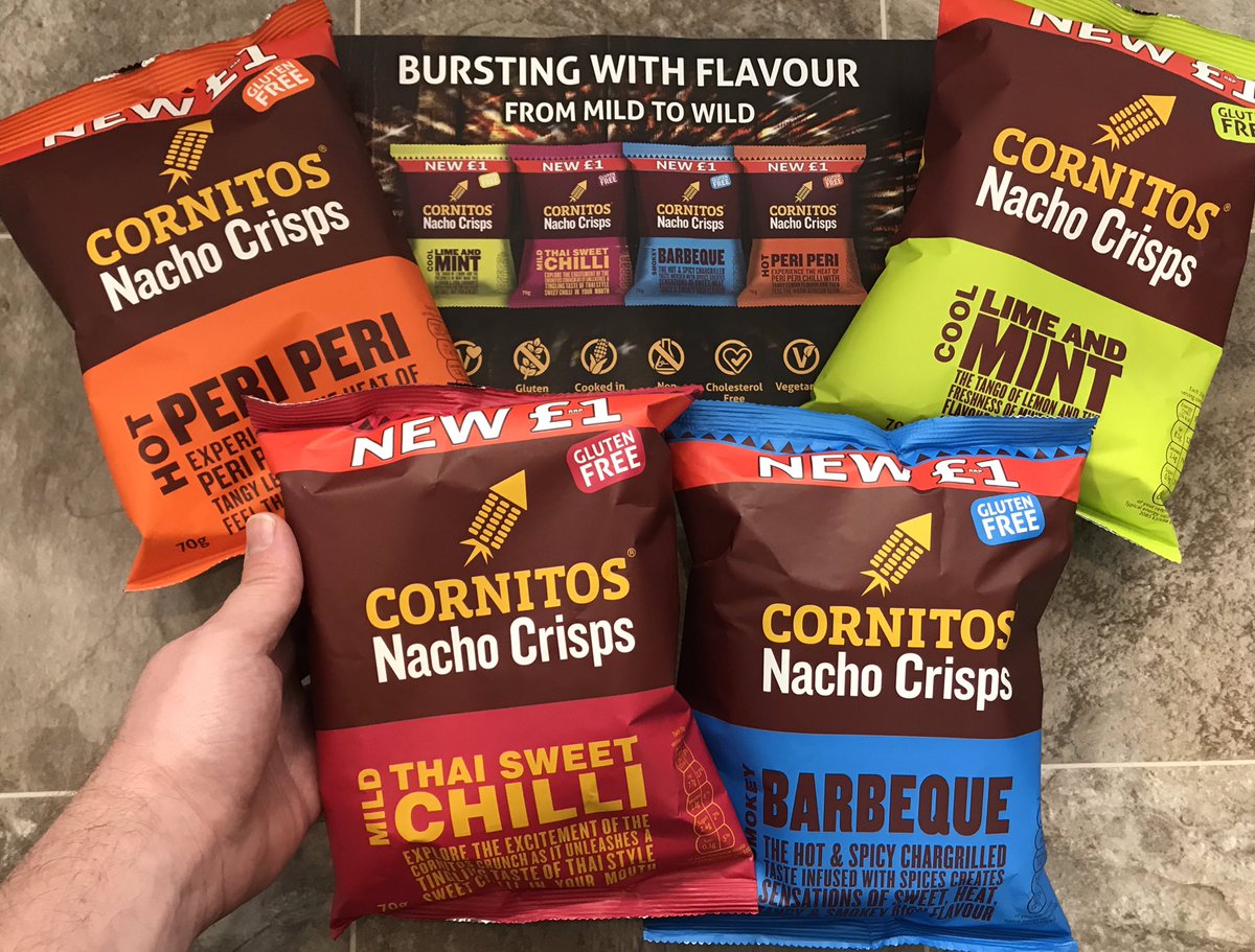 All_Things_New_'s tweet photo. Cornitos Nacho Chips! 🧡❤️💙💚 A big thanks to @CornitosUK for sending these! They’re veggie, gluten free, non GMO, cholesterol free, cooked in corn oil, with no artificial colours, flavours, or preservatives. Oh and the flavours are spot on too! 🤤 #gifted https://t.co/Kc0kkAbGHQ