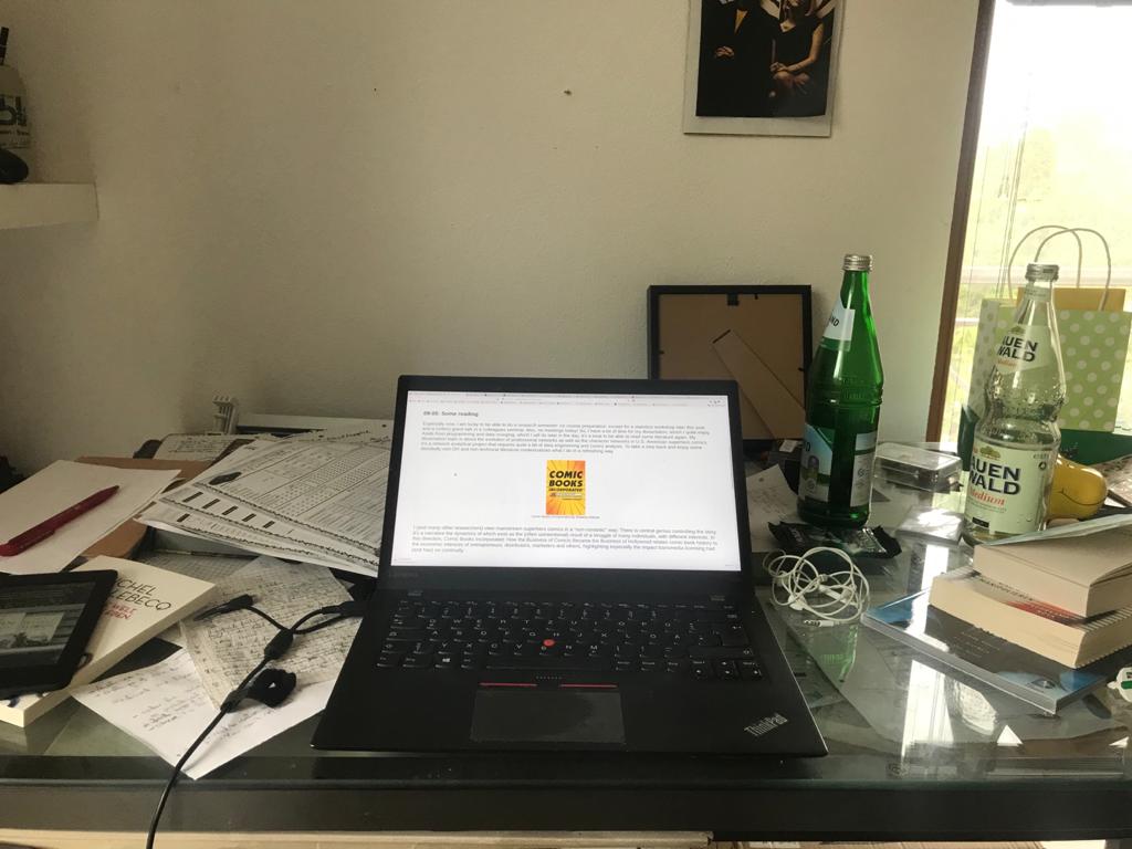 Boomcrashkapow's tweet photo. My 29th of April, 2020: Doing DH in the room you grew up in. Who knew it would turn out this way? #dayofdh2020 

https://t.co/f9h2k6TL1f

Have a look at this bad boy of a desk. I assure you, all this stuff is work-related :) https://t.co/IlKzQX0nz2