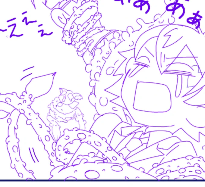これは実験失敗して触手に襲われる(都合主義)♀監督生(男装)ちゃんと巻き添えくったエースとグリムの図
(※一応マレ監です)

#twst夢 
#twst創作生徒 