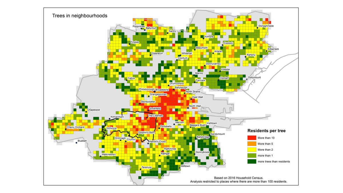 16/ Gerald Mills &  @tningal are involved in  @DublinGreening, mapping the location and distribution of trees in Dublin. Results show people in the city centre outnumber the trees by 10 to 1 while elsewhere the ratio is 1:1, an issue of access that the current  #lockdown exacerbates