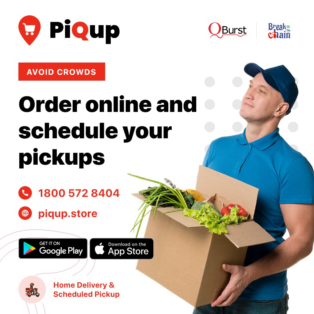 piqup_store's tweet photo. #SocialDistancing is the need of the hour and #PiQup will ease you through the process of #GroceryShopping during this period.
Download the PiQup app and sign up now.
Apple store: https://t.co/artiXTztRI
Play store: https://t.co/is3hBCjG5m
#BreakTheChain #HomeDelivery #QBurst https://t.co/Oy3ypqtSqY