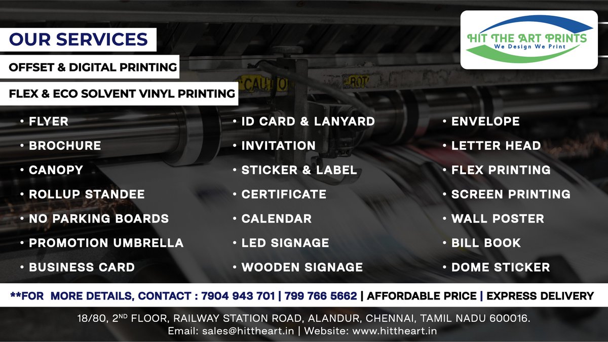 hittheartprints's tweet image. We Don&apos;t Just Print! We Create!.. We Design &amp;amp; Print Your Services And Successes.
.
.
Contact: 7904943701 | 7997665662.
.
.
Follow: @hittheartprints
.
.
#hittheartprints #wedesignweprint #brand #design #offsetprinters #chennaiprinters #flexprinting #flyers #brochures #labels