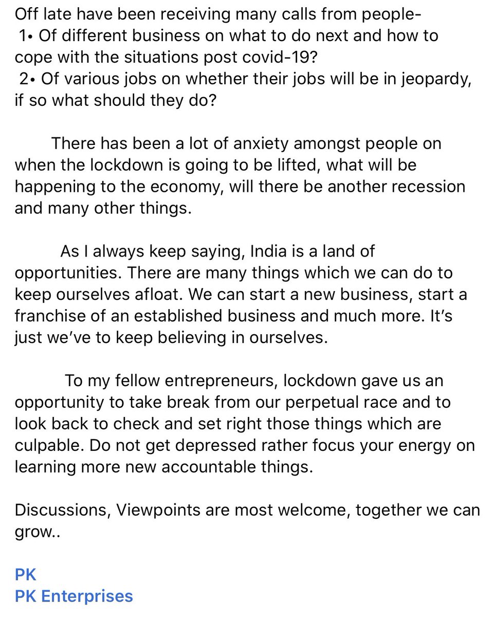 Premanth_PK's tweet image. Discussions, Viewpoints are most welcome, together we can grow..

#Entrepreneurship #business #jobholders #franchise #Covid_19india  #Challenges #pk #pkenterprises 
PK
PK Enterprises