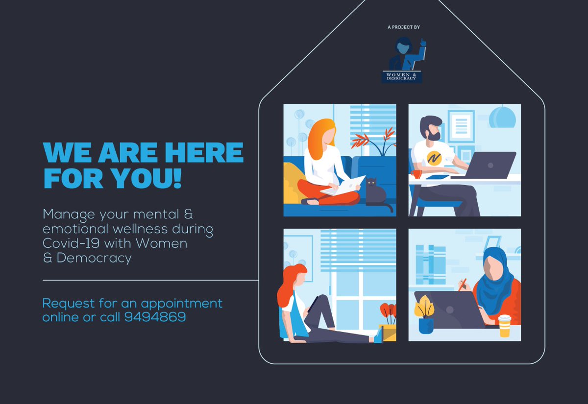 It's okhay to be feeling afraid, worried, anxious and overwhelmed ! 

We are here to guide you in preserving your mental health &amp; connect you with additional critical resources.

Book an appointment online👇or☎️9494869 forms.gle/HZxs9PBW3g9MwG…

[Design by <a href="/moothish/">Moothi</a>]