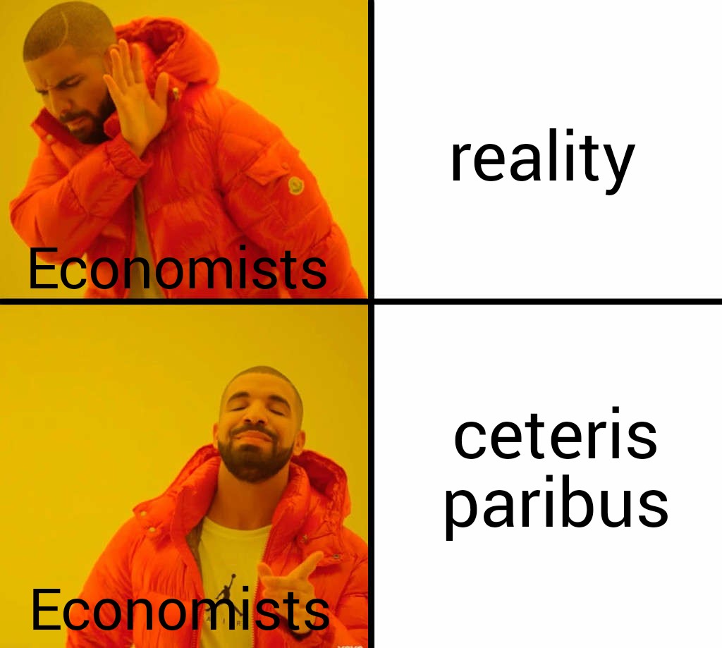 domsarthonomics's tweet photo. Here goes the first in the meme series making economics more fun😁

Learn more about Ceteris Paribus by swiping to the right!

Sources: Isolation and Aggregation in Economics.

#meme #memes #economics #economy #reality #iitm #doms https://t.co/rJ77ENxdFk
