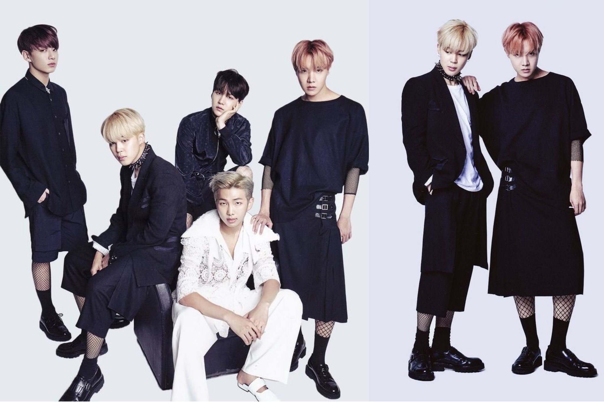ᵕ˙ on X: Never forget this iconic @bts_twt photoshoot wearing skirts,  fishnets, and lace 🔥 They said fvck gender norms and toxic masculinity.   / X
