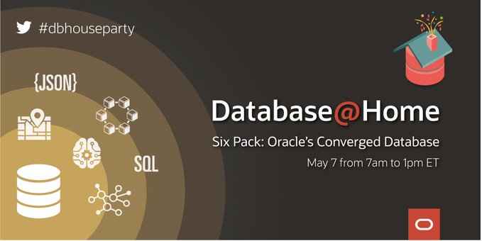 thatjeffsmith's tweet image. Join me, @bch_t @CharlieDataMine @ChrisRSaxon & your favorite @OracleDatabase PMs as we talk about how the Oracle Converged Database handles all of your data requirements.
Plus: Labs, Quizzes, & Certs!
JSON, XML, Spatial, ML, BlockChain... #dbhouseparty
thatjeffsmith.com/archive/2020/0…