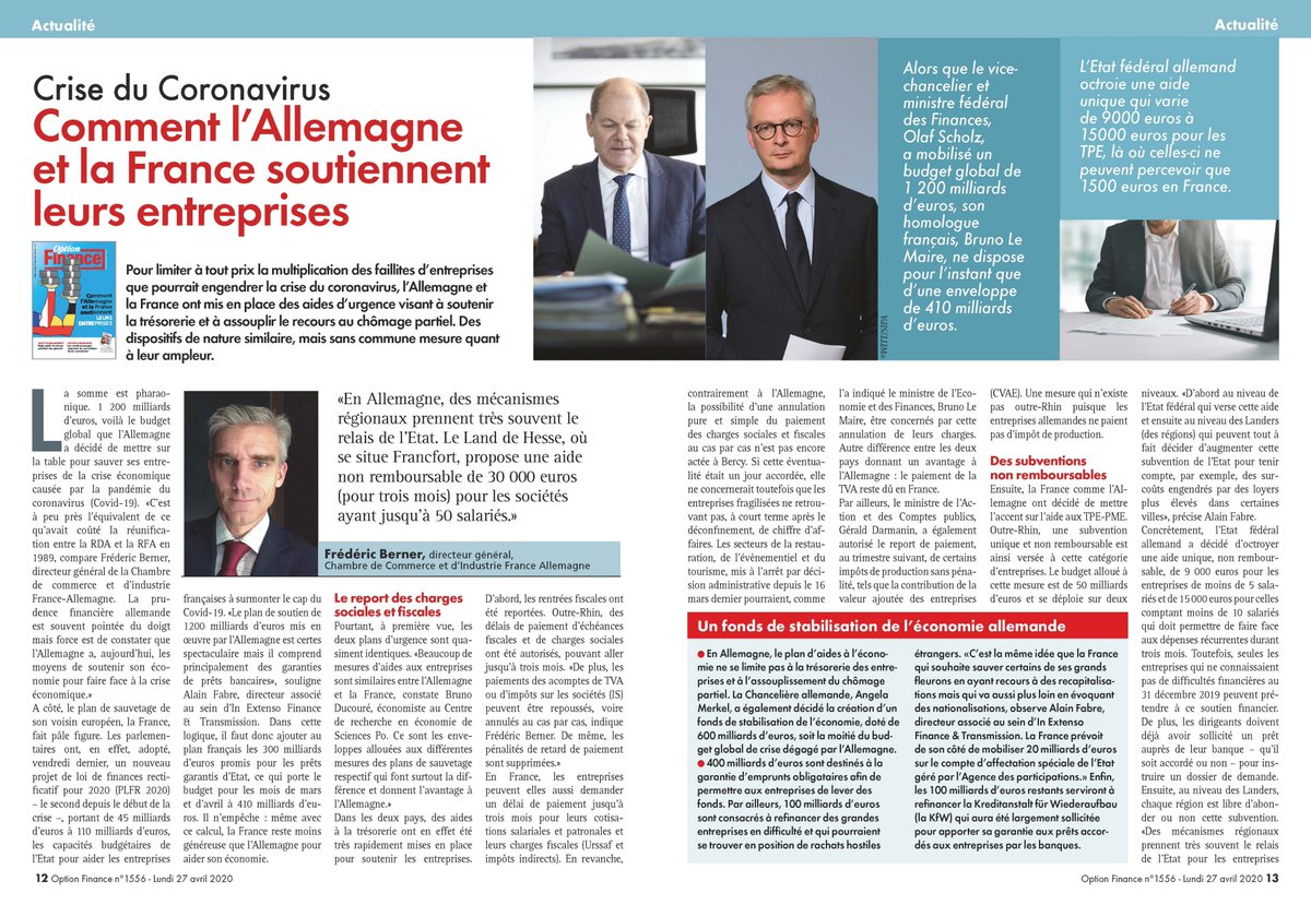 CCI France Allemagne CCFA e.V. (@ccifrance_all) on Twitter photo #covid19 - Comment l'#Allemagne et la France soutiennent leurs entreprises
Article paru dans Option Finance le 27.04.20, disponible au téléchargement ici :
ccfa.de/publications/râŠ
Merci <a href="/fred_berner/">Frédéric Berner</a> #covid19 - Comment l'#Allemagne et la France soutiennent leurs entreprises
Article paru dans Option Finance le 27.04.20, disponible au téléchargement ici :
ccfa.de/publications/râŠ
Merci <a href="/fred_berner/">Frédéric Berner</a>