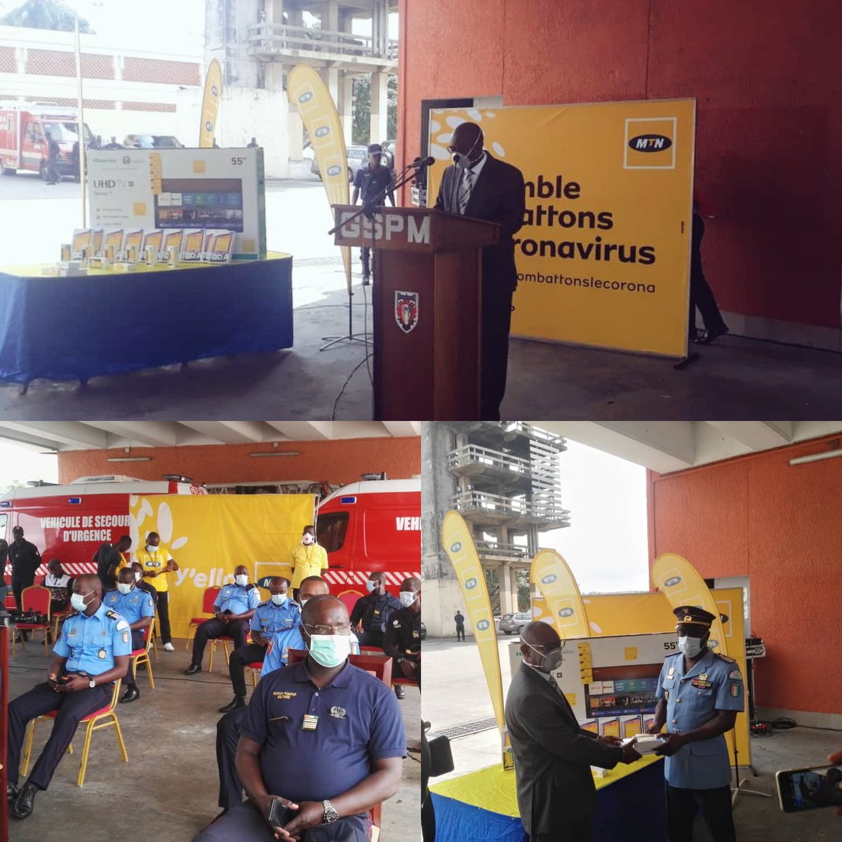 ouatt_djibril's tweet image. Ce matin, don d'équipements de communication de MTN CI à nos formidables pompiers qui apportent le secours d’urgence dans le cadre de la lutte contre le COVID-19. Notre gratitude à l'admirable Colonel Major Issa Sakho ainsi qu'à ses vaillants soldats face à leurs efforts.